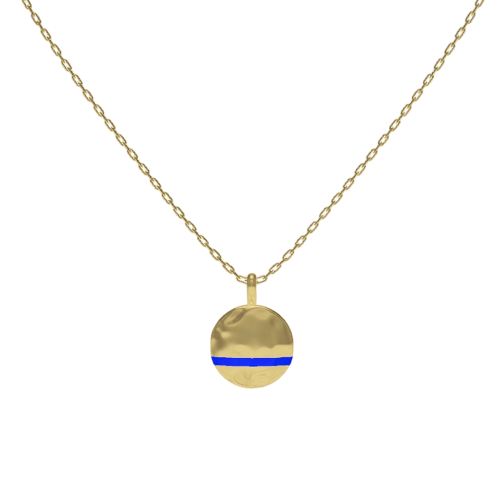 Custom Fingerprint Enamel Necklace – Personalized Round Pendant in 18K Gold Plated