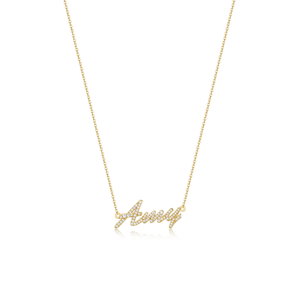 Custom Script Name Necklace – Personalized Signature Name Necklace, 18K Gold Plated Jewelry Gift