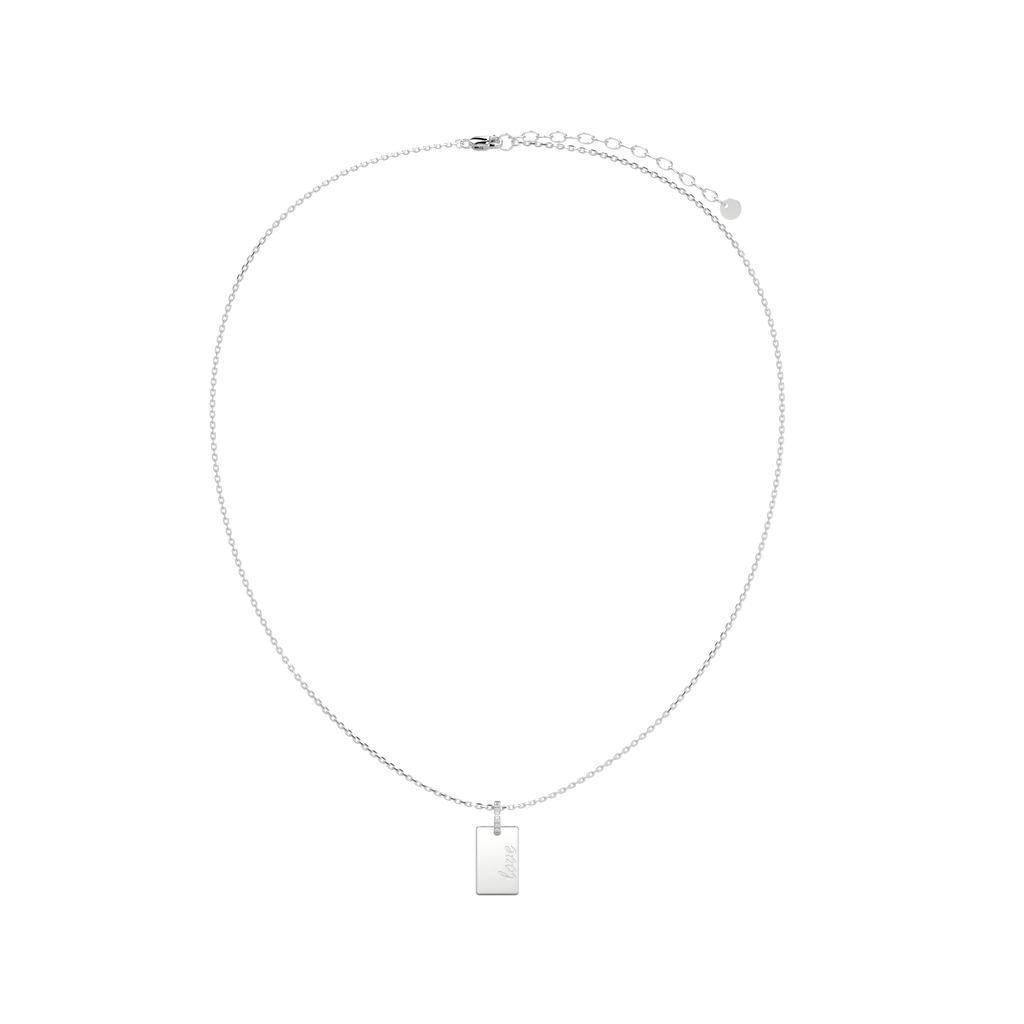 Pendentif rectangulaire plaqué rhodium, gravable, SP003