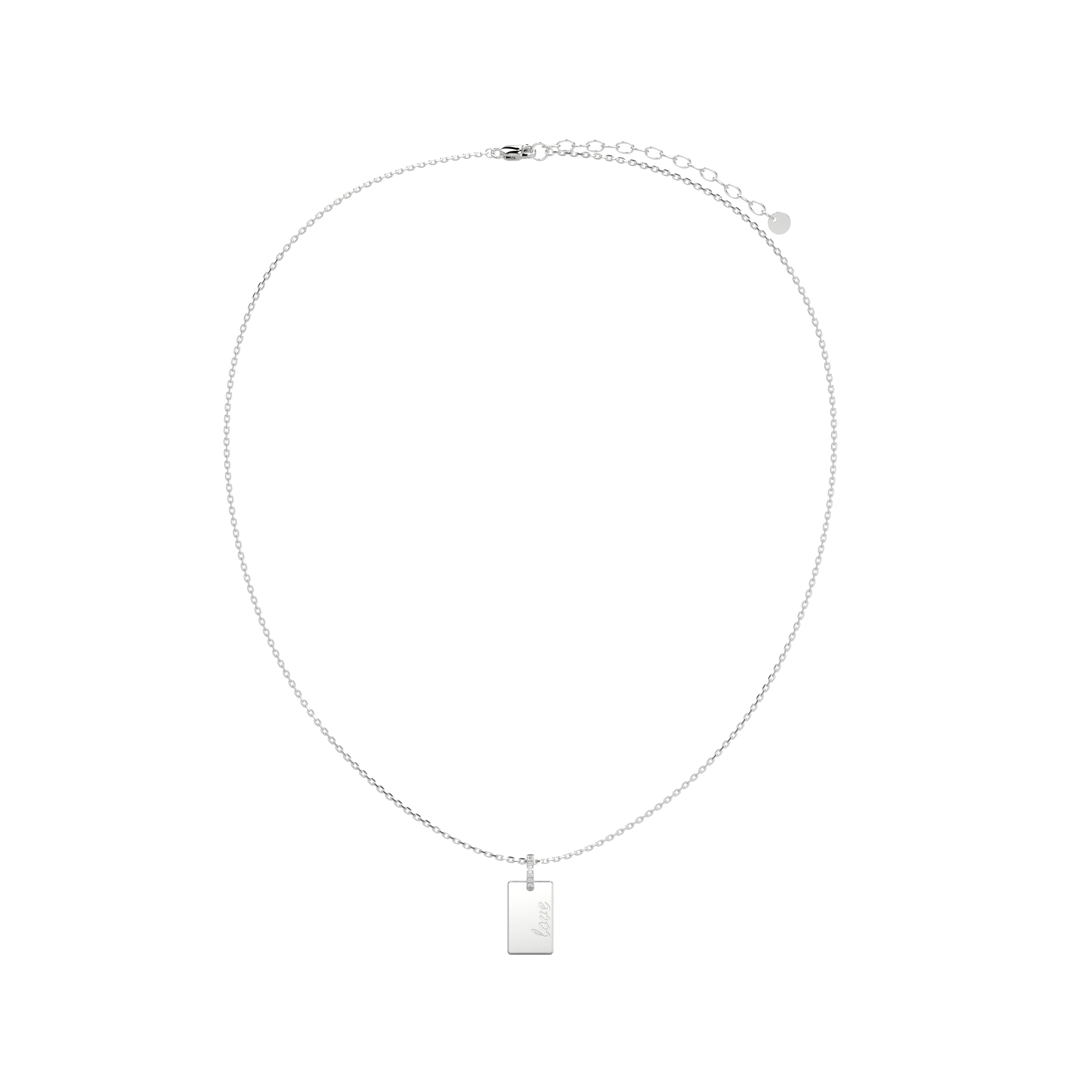 Pendentif rectangulaire plaqué rhodium, gravable, SP003