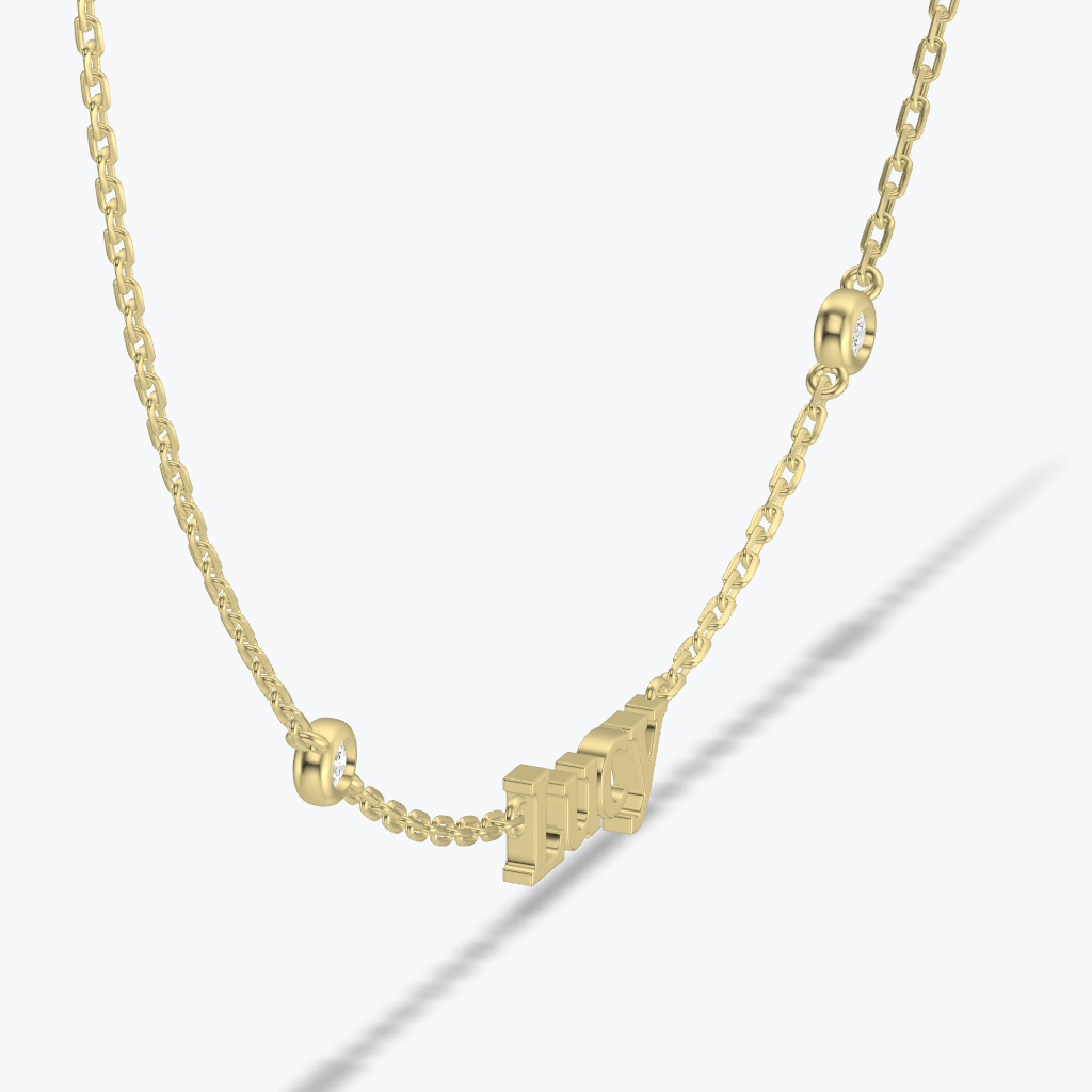 Personalized Name Necklace with Bezel Stone Accents