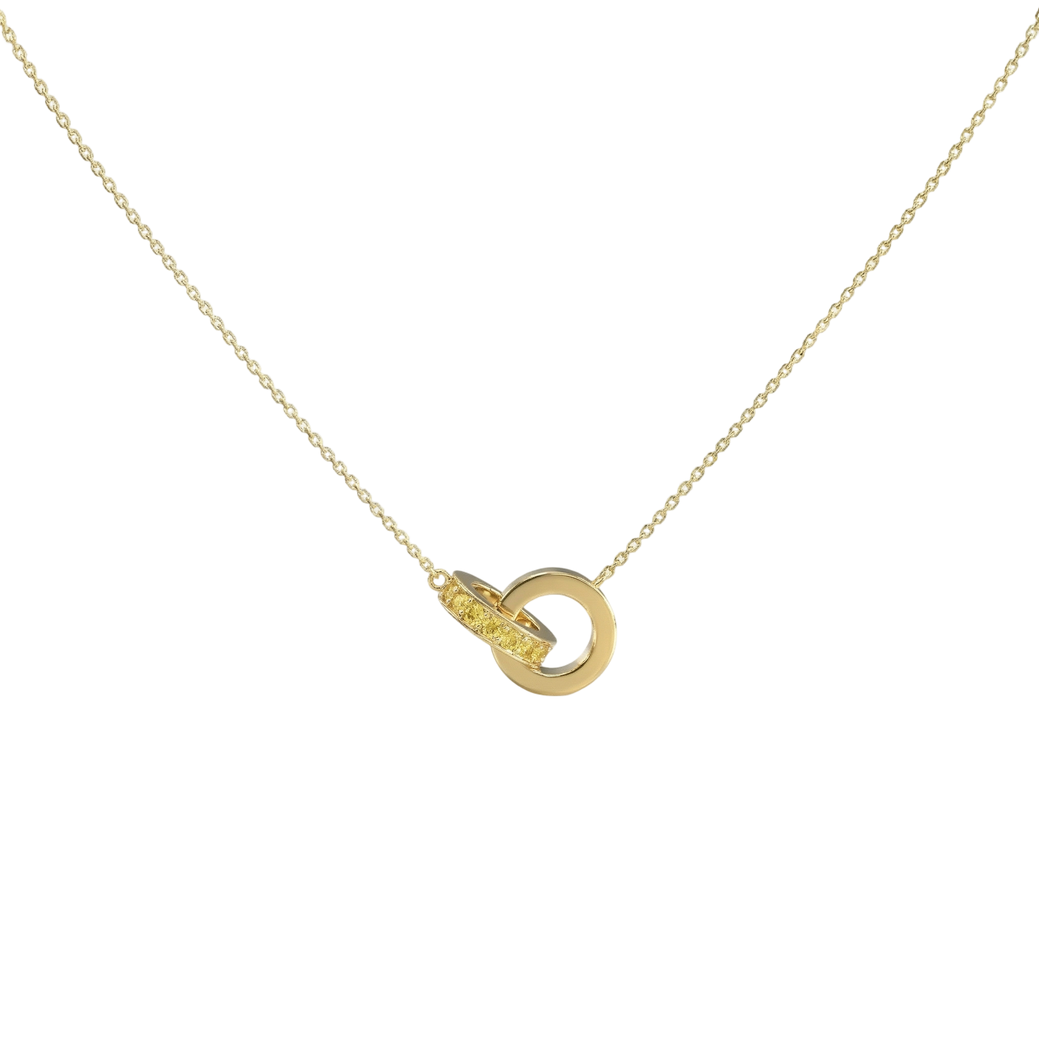 Personalized Linked Circle Necklace | Infinity Double Circle Pendant with Birthstone and Engraving, Custom Relationship Necklace Gift