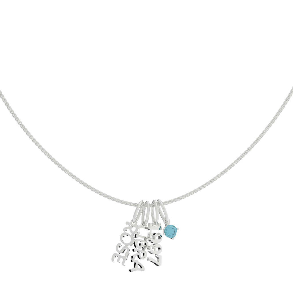 Personalized Name and Birthstone Charm Necklace
