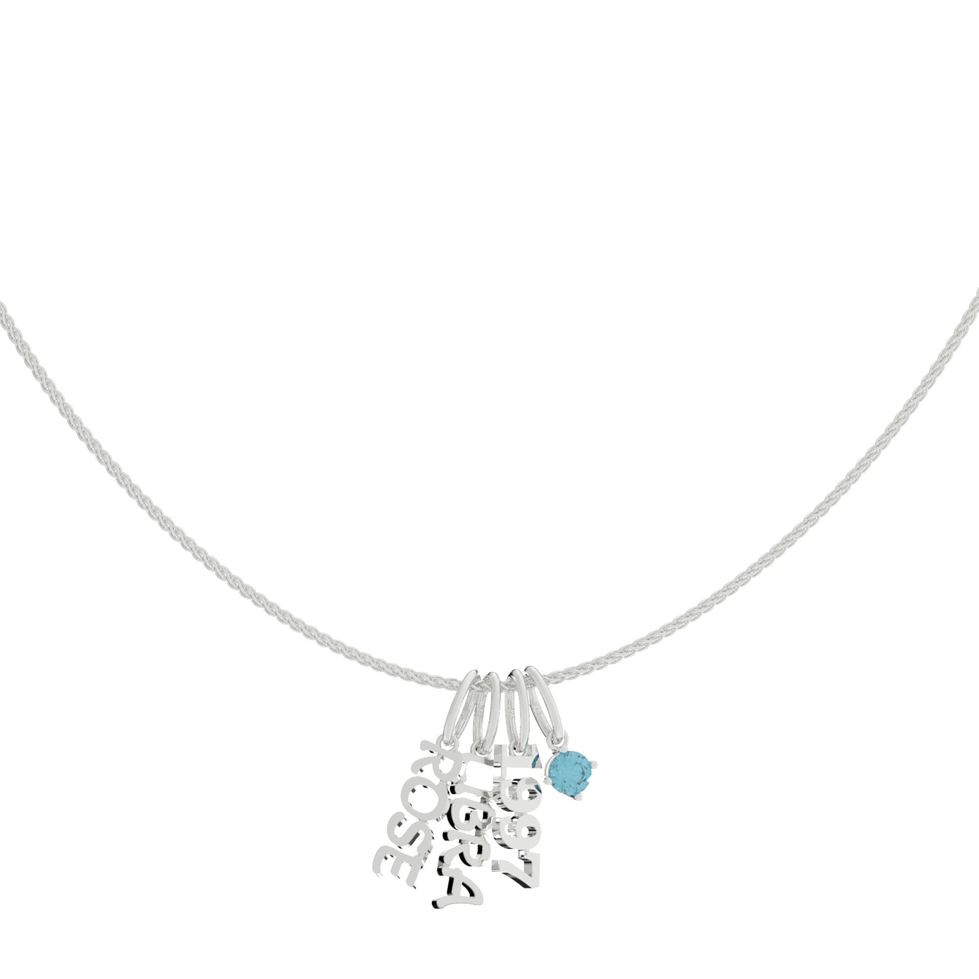 Personalized Name and Birthstone Charm Necklace