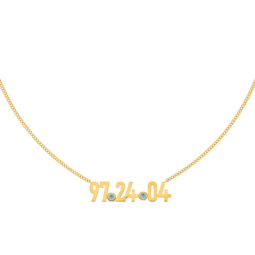 Personalized Birthstone Number Necklace – Custom Date, Initial and Family Coordinates Necklace
