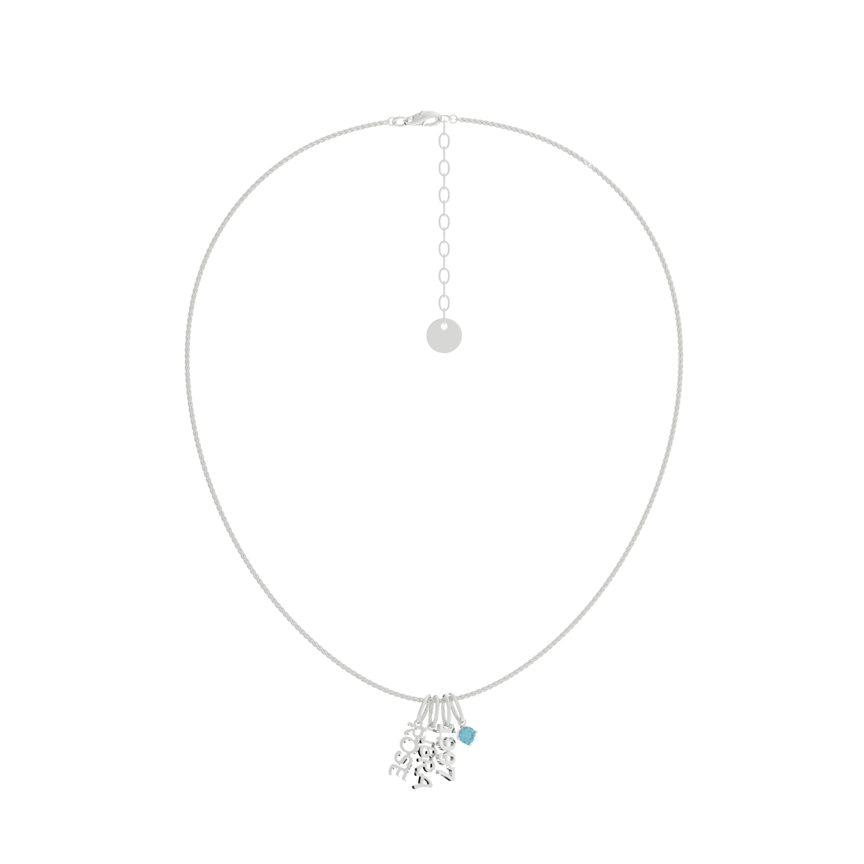 Personalized Name and Birthstone Charm Necklace