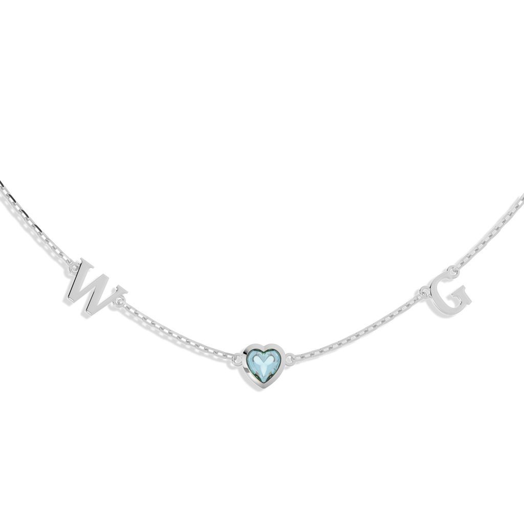 Personalized Heart Birthstone Necklace with Initials | Gift for Her SN022BR