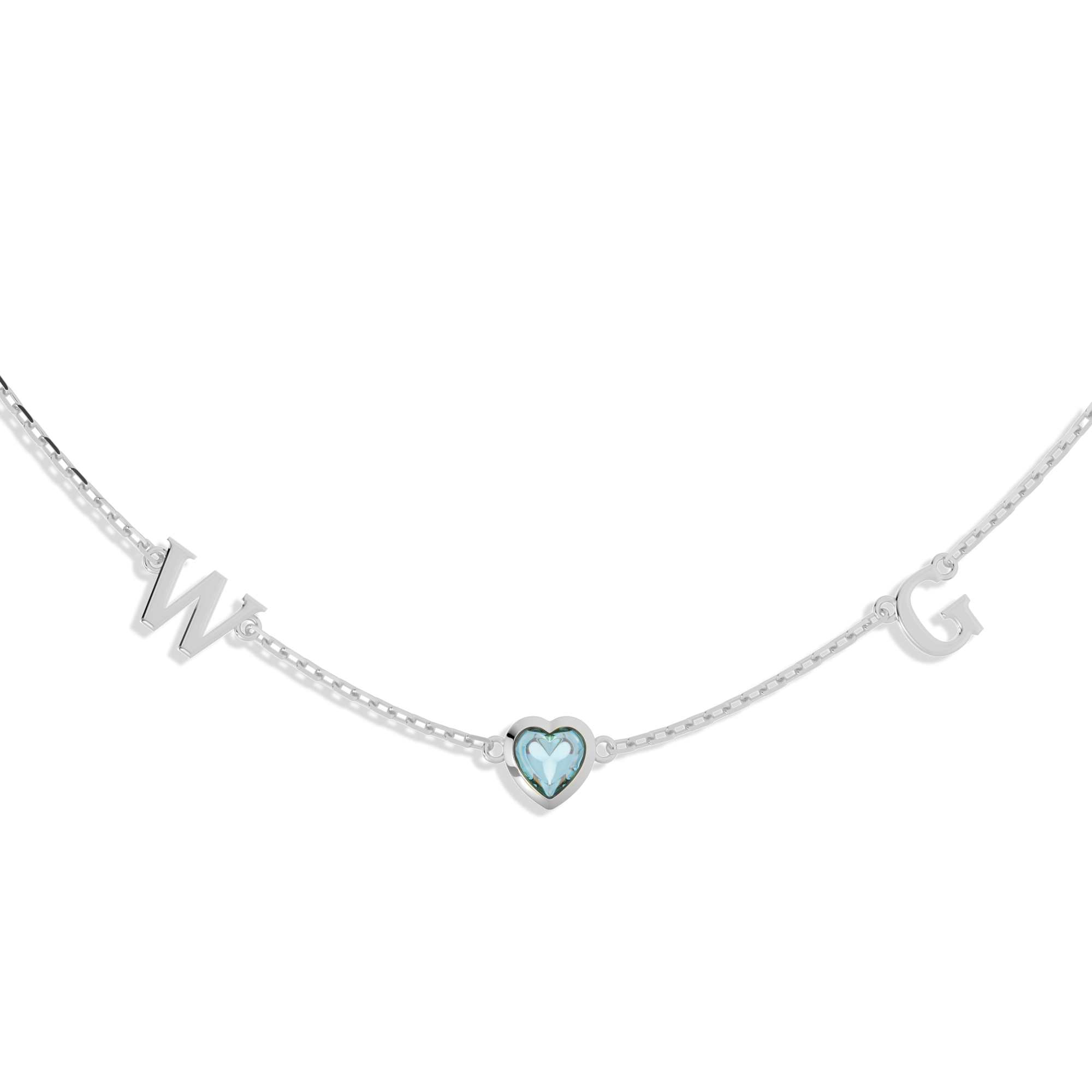 Personalized Heart Birthstone Necklace with Initials | Gift for Her SN022BR