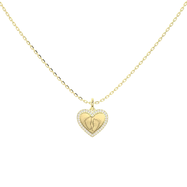 Baby Footprint Heart Necklace-925 Sterling Silver
