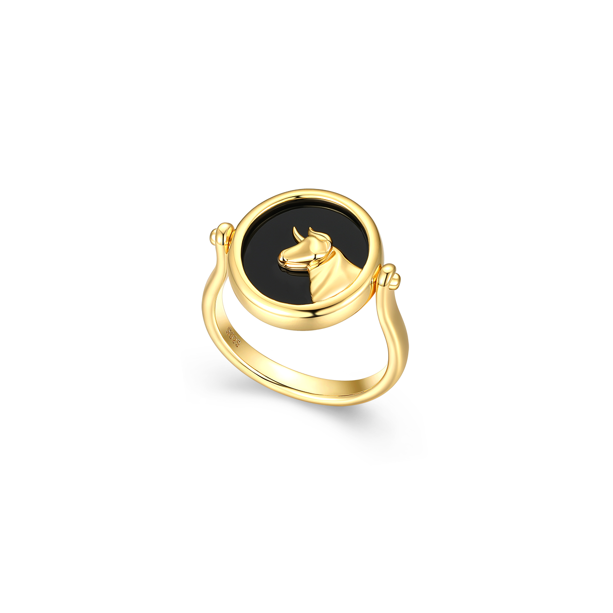 Twin Signet Ring and Pendant | Personalized Zodiac and Initial Reversible Gold Black Onyx Jewelry