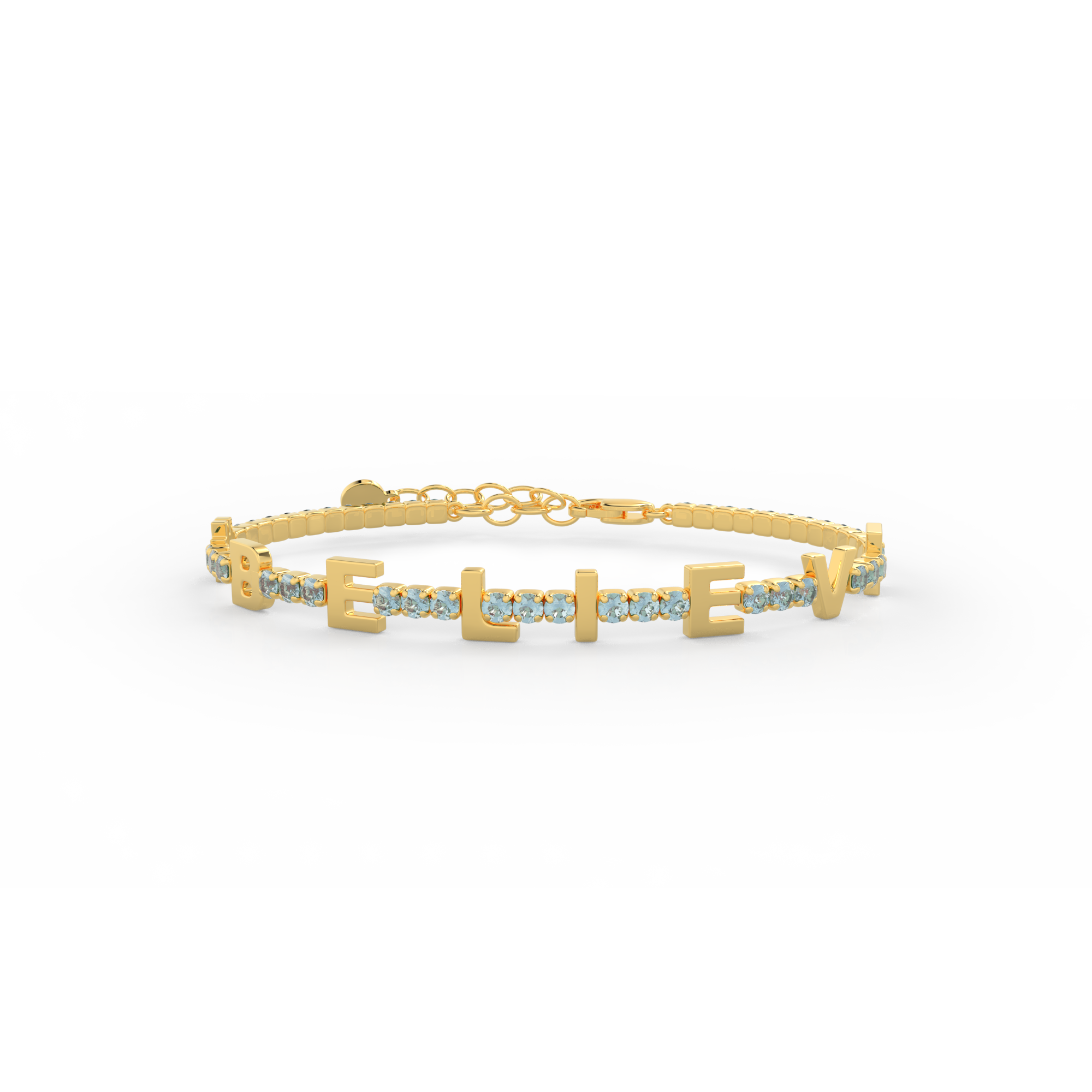 Birthstone Tennis Bracelet – Custom Name Bracelet in 18K Gold, Personalized Jewelry Gift