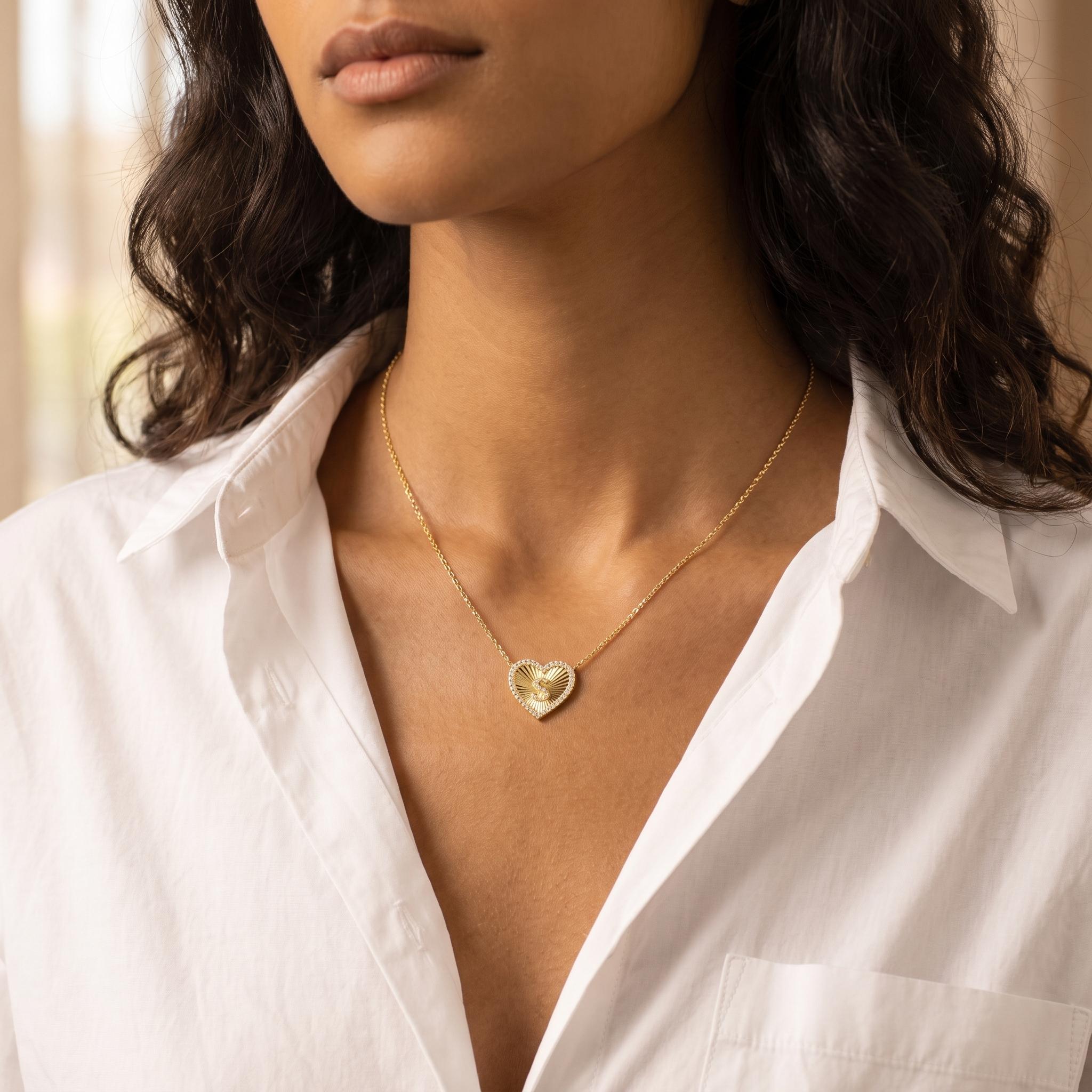 Personalized Heart Initial Necklace-S925 Sterling Silver