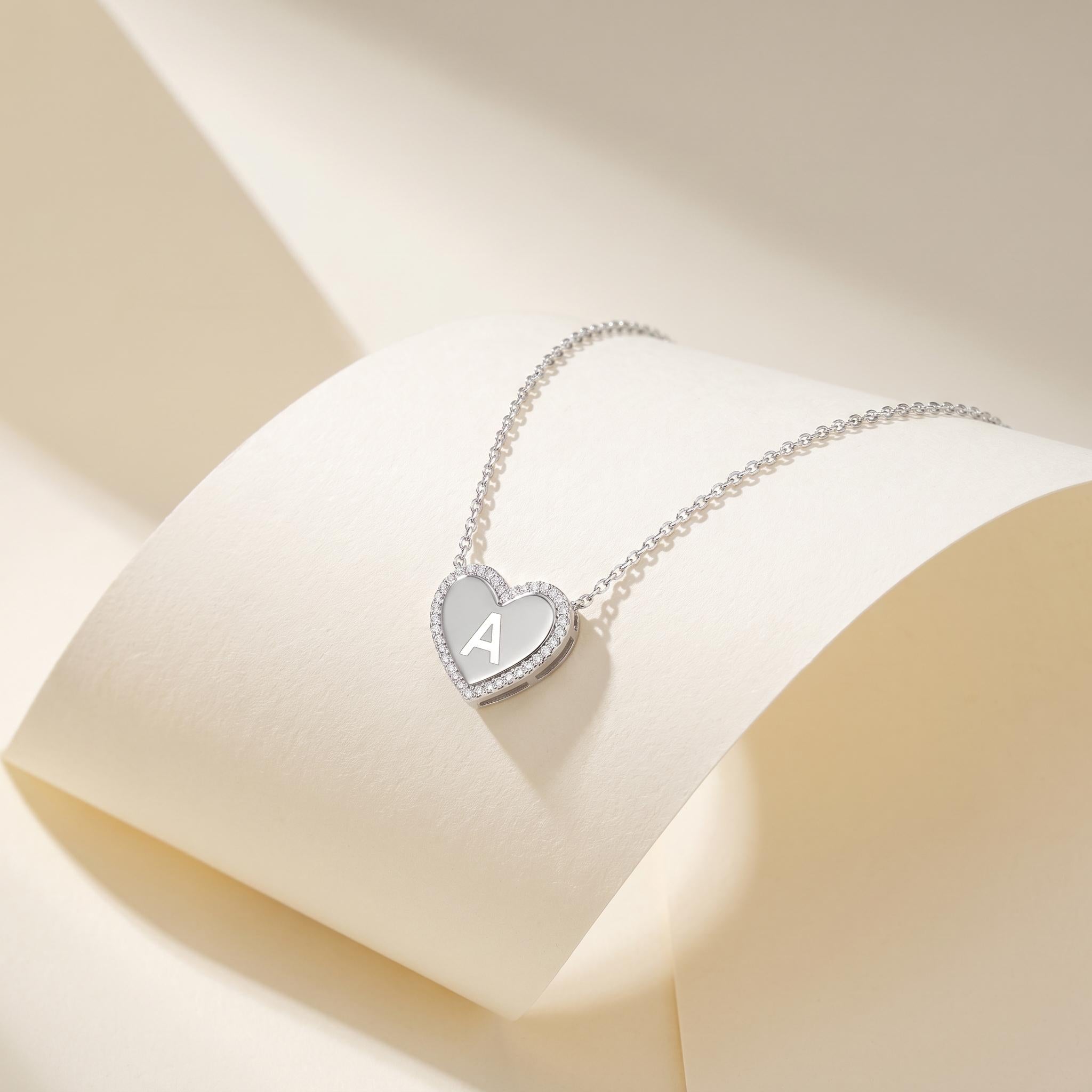 Collier Cœur Initiale en Argent Plaqué Rhodium AW24N003R