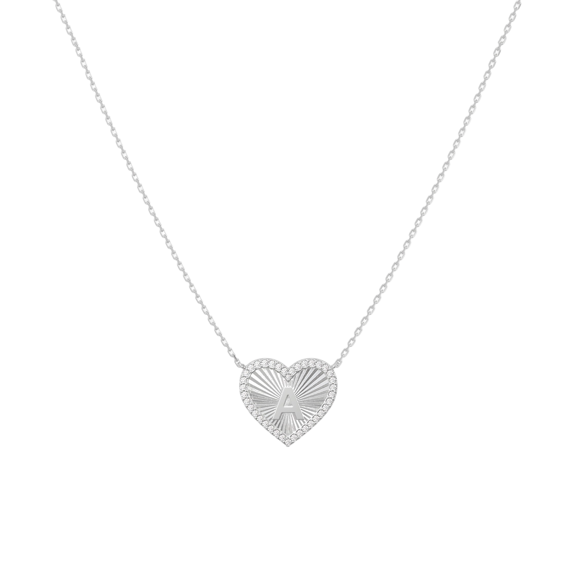 Collier Cœur Initiale en Argent Plaqué Rhodium AW24N003R