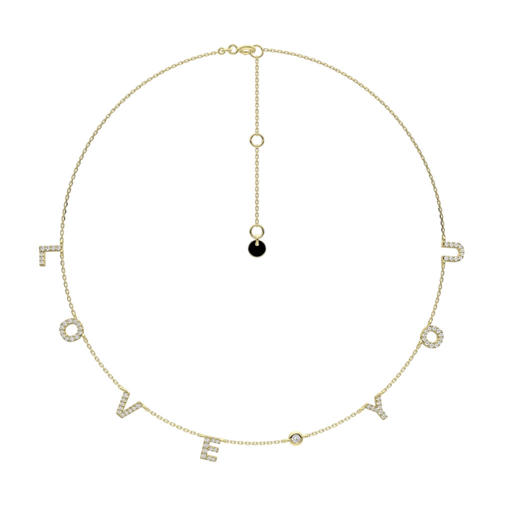 Personalized Word Necklace with Sparkle Letters