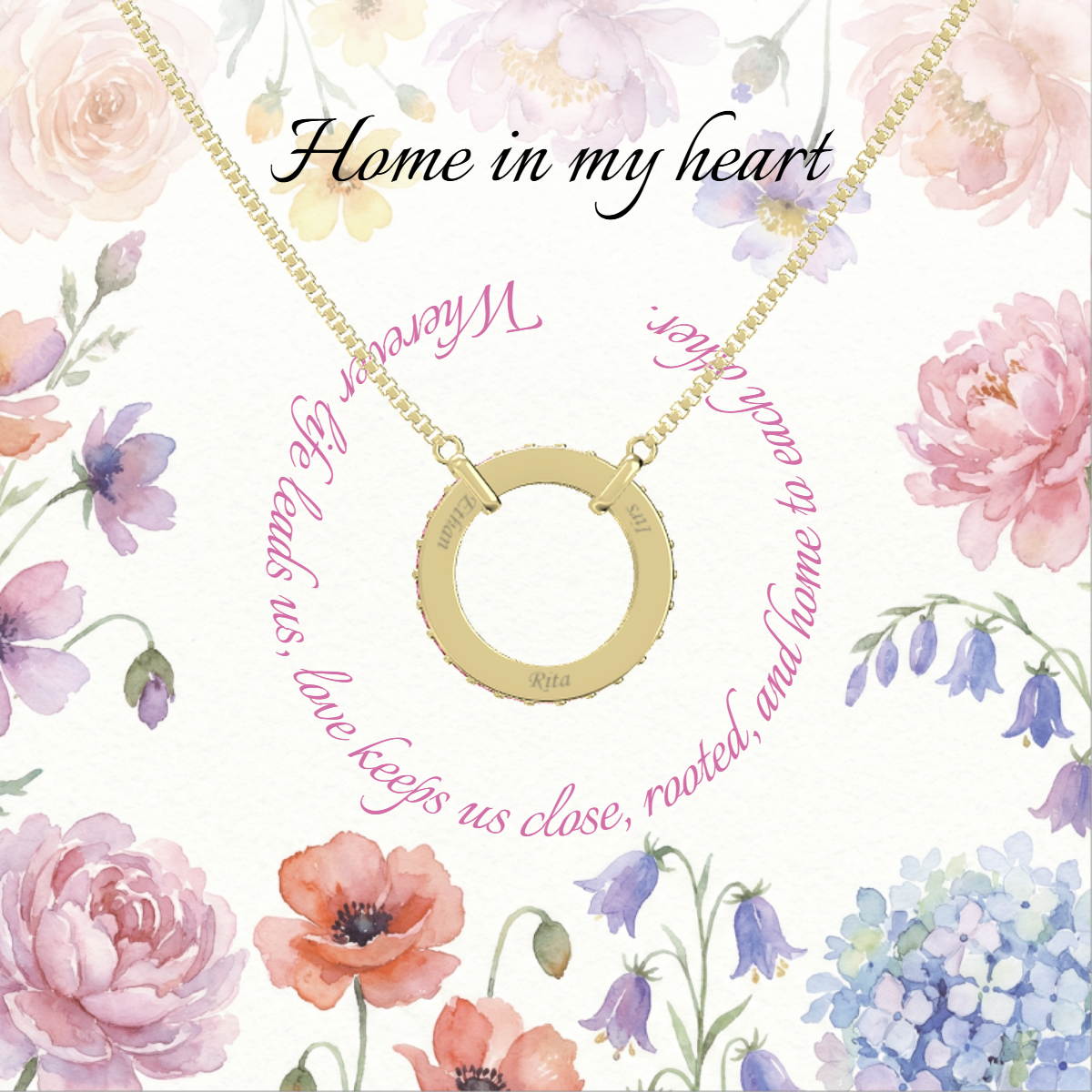 Personalized Family Circle Birthstone Necklace