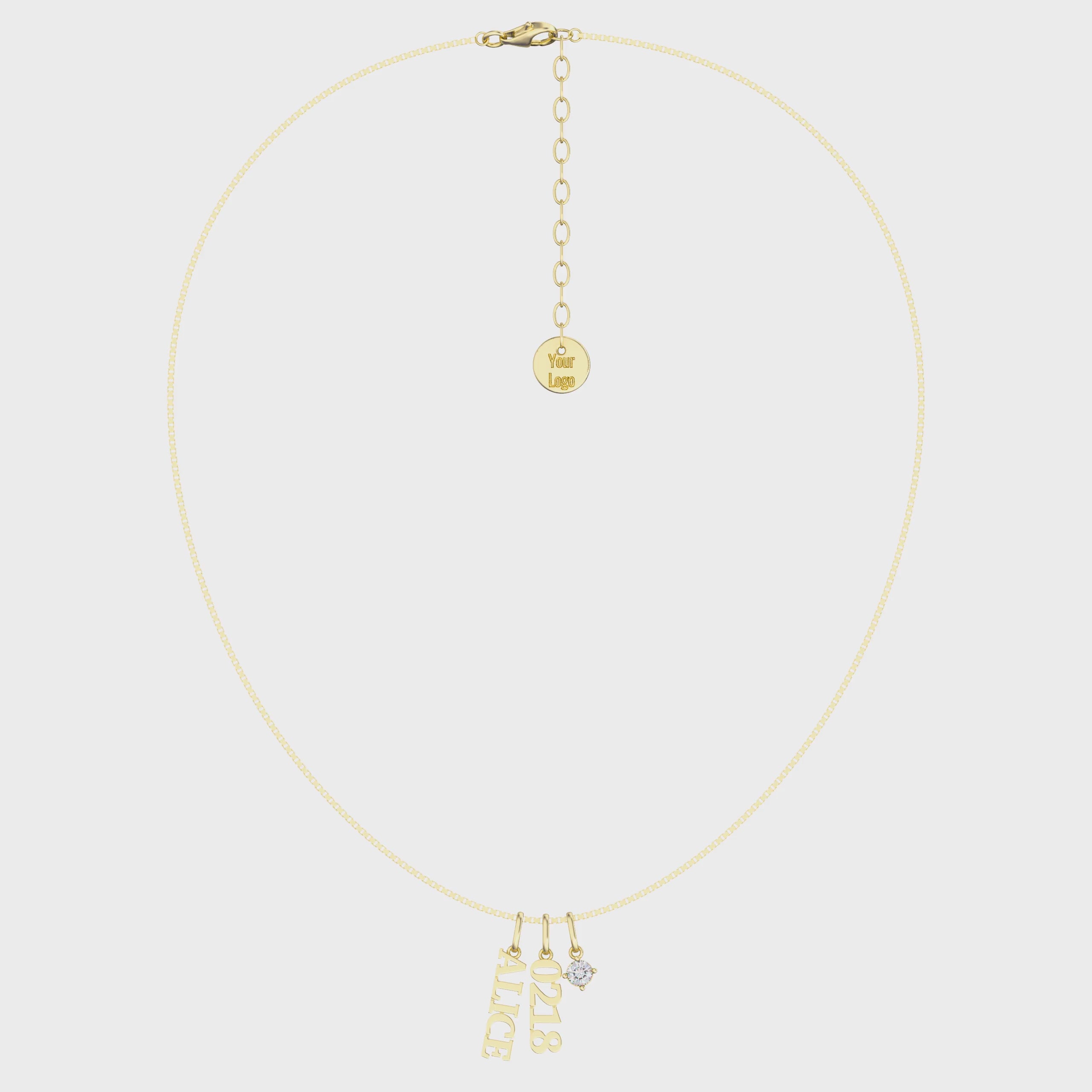 Personalized Birthstone Name Necklace | Custom Engraved Charm Necklace with Date or Initial, Gift for Her