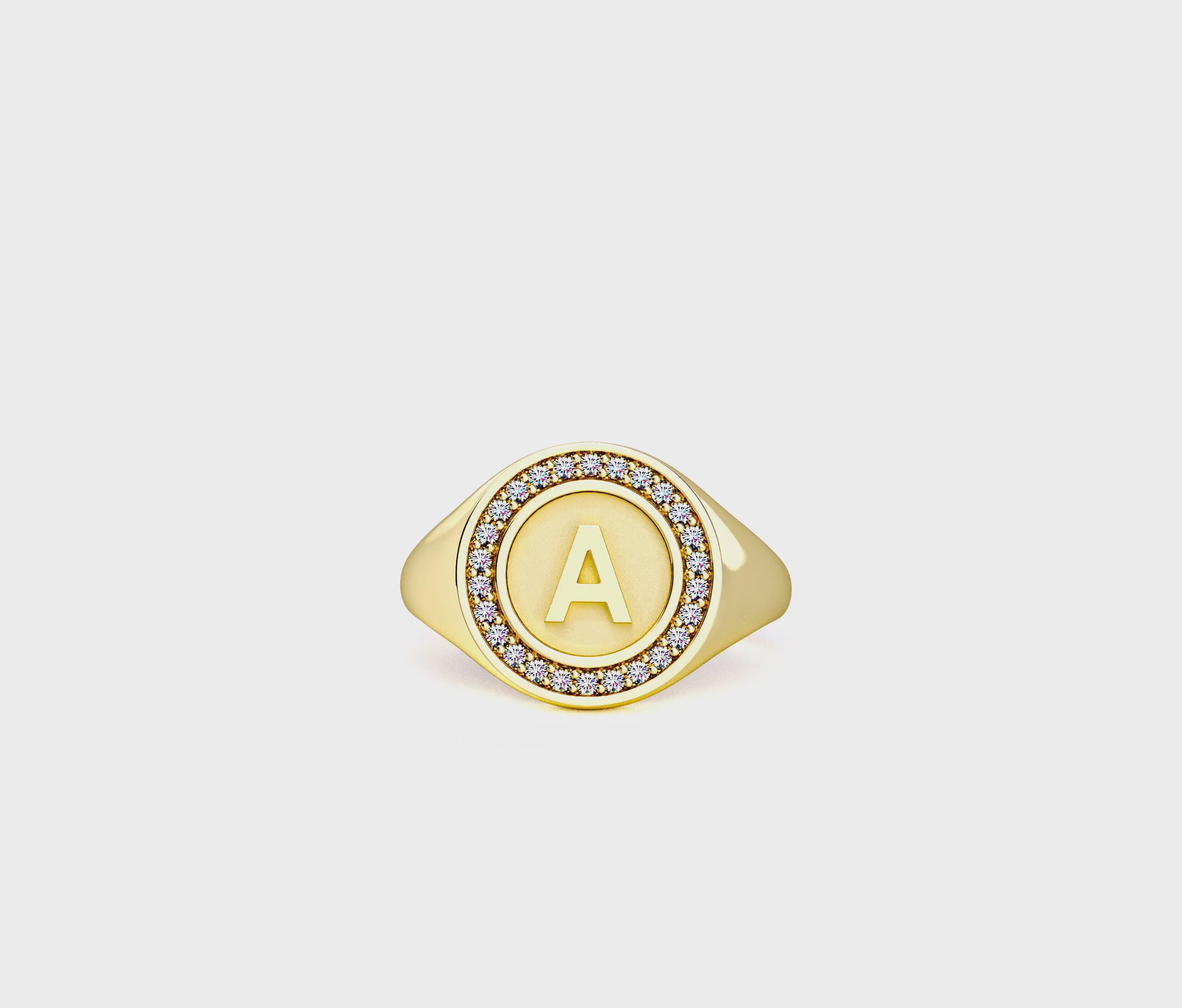 Personalized Initial Signet Ring | 18K Gold Plated Monogram Ring with Custom Letter Engraving