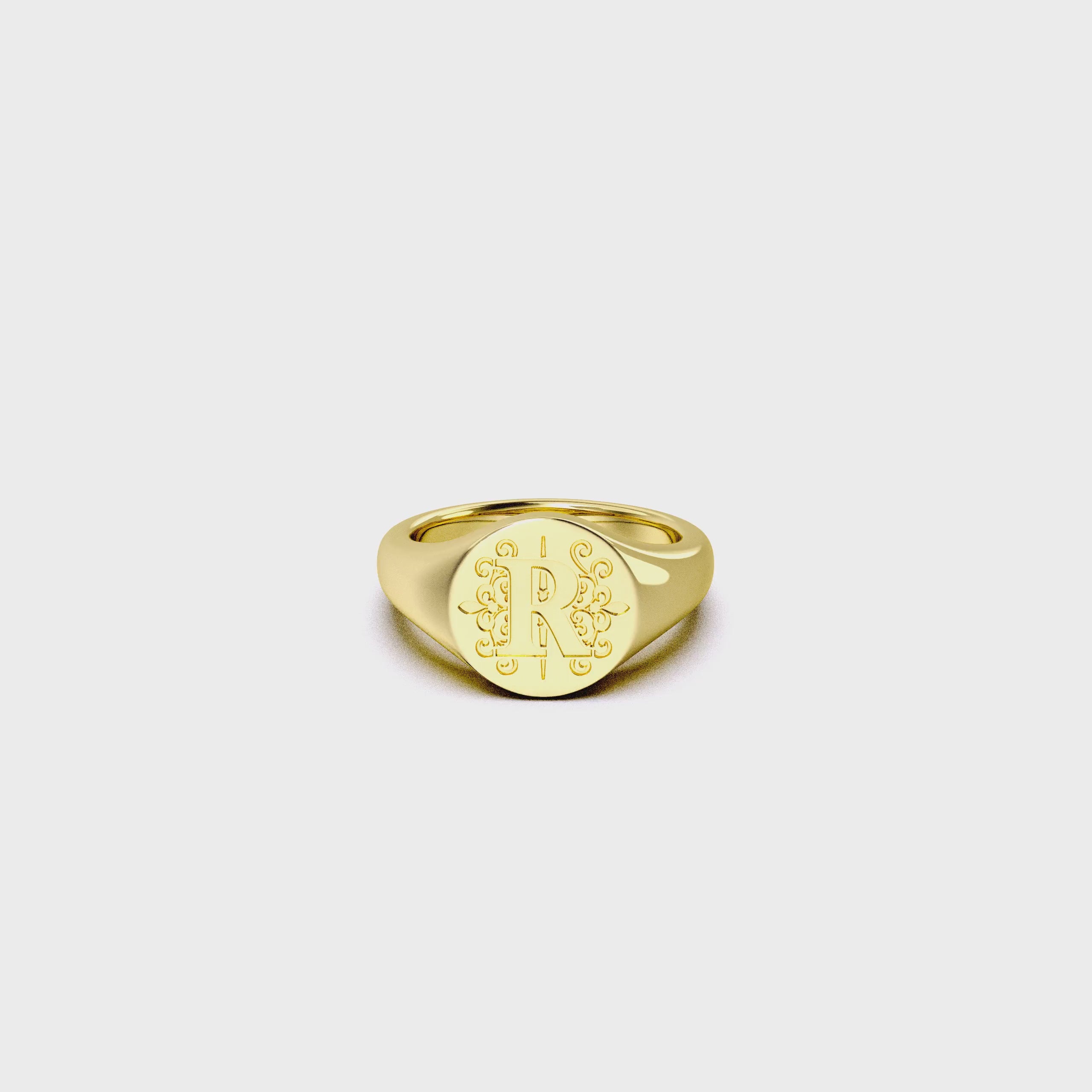 Personalized Monogram Signet Ring | Custom Engraved Initial Ring, Round Gold Minimalist Name Ring for Women and Men
