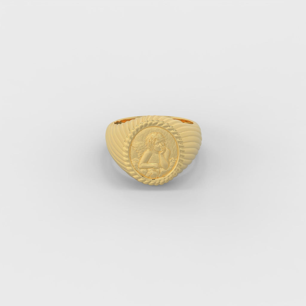Vintage Coin Signet Ring | 18K Gold Plated Legacy Coin Ring, Classic Engraved Medallion Ring for Women and Men