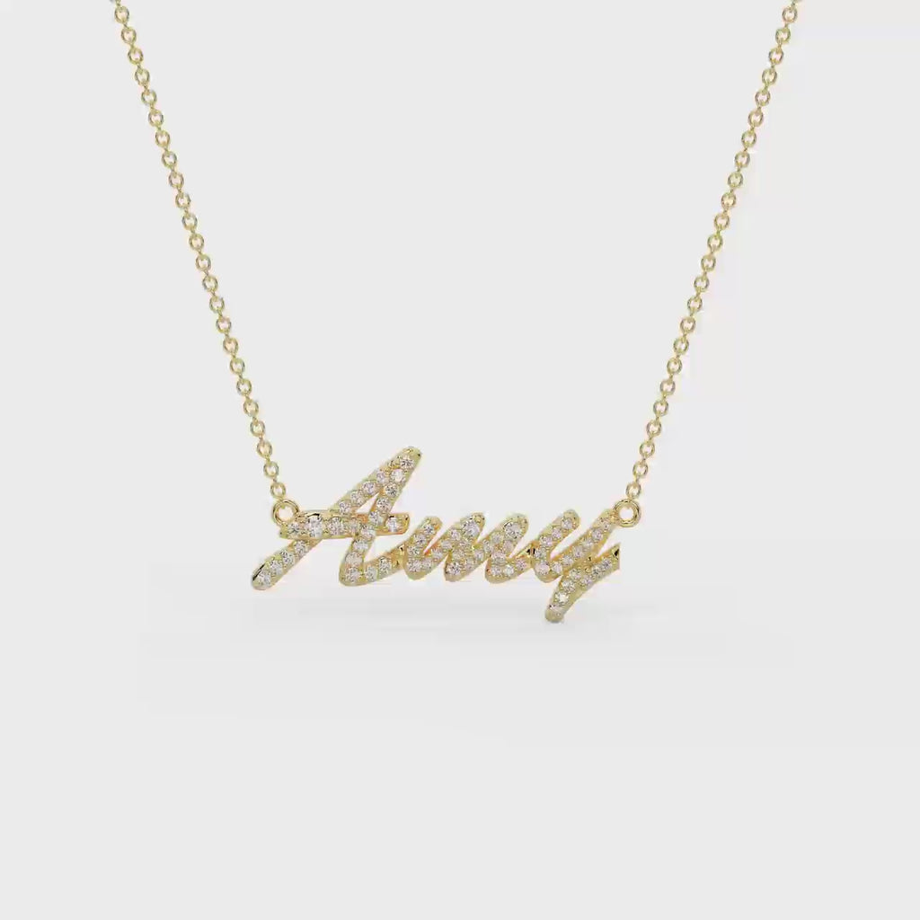 Custom Script Name Necklace – Personalized Signature Name Necklace, 18K Gold Plated Jewelry Gift