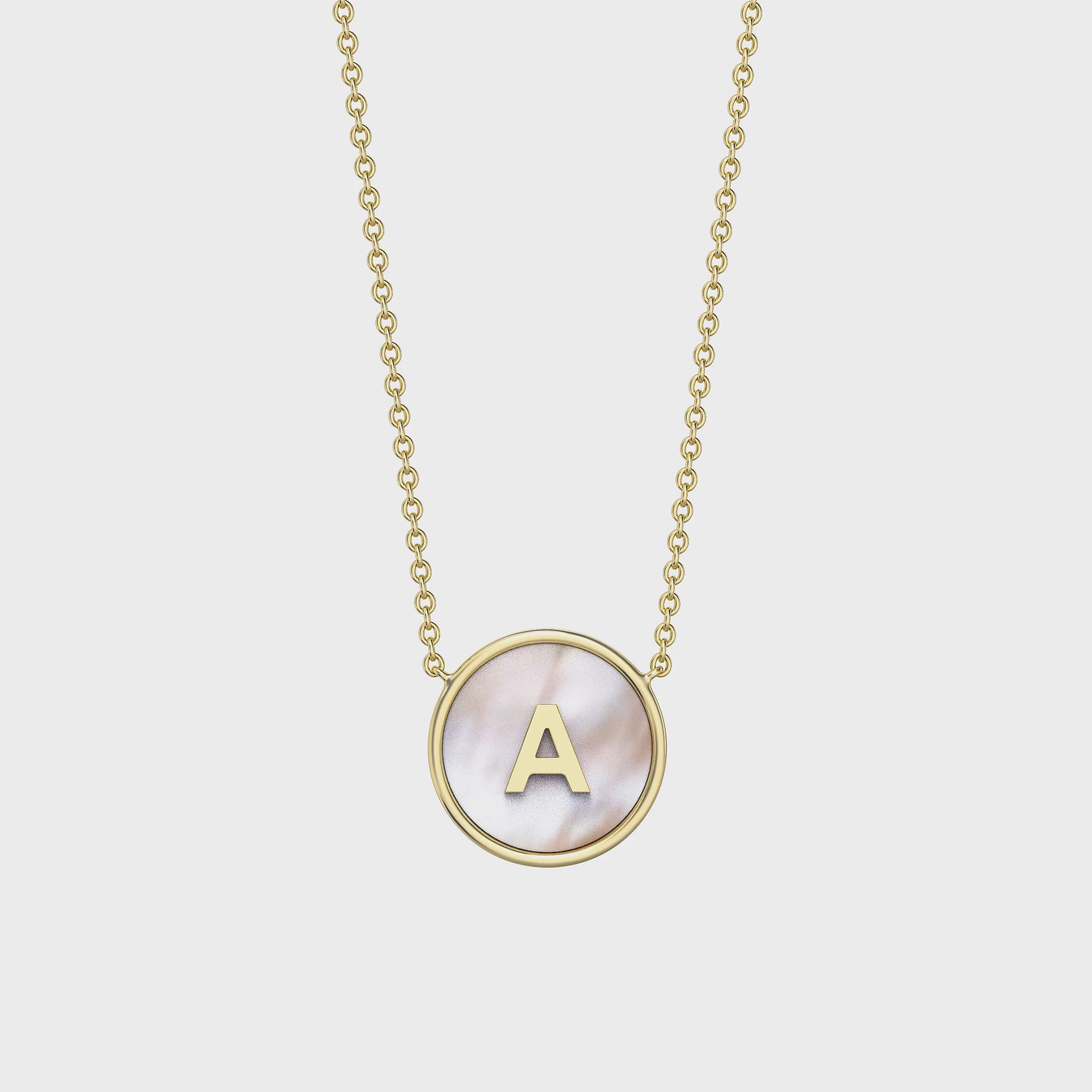 Personalized Zodiac and Initial Necklace | Engraved Gemstone Pendant in Malachite, Mother of Pearl or Red Agate