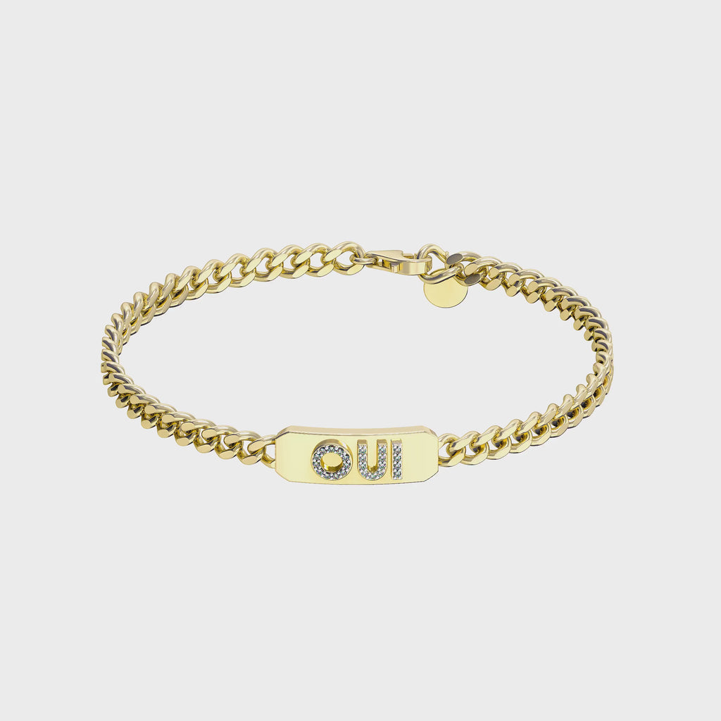 Personalized Pavé ID Bar Bracelet | Custom Name Curb Chain Bracelet for Him & Her with Engraving