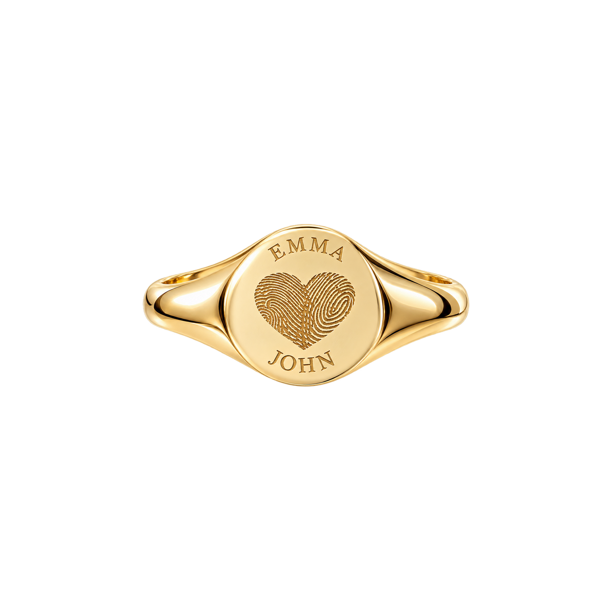 Personalized Fingerprint Heart Signet Ring-925 Sterling Silver