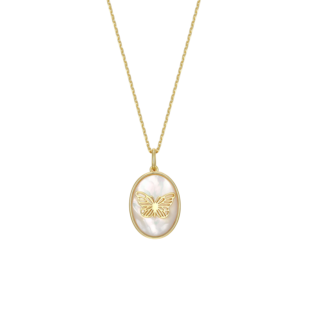 Collier médaillon papillon – Médaillon photo personnalisé avec gravure, pendentif en nacre, cadeau de bijoux personnalisés