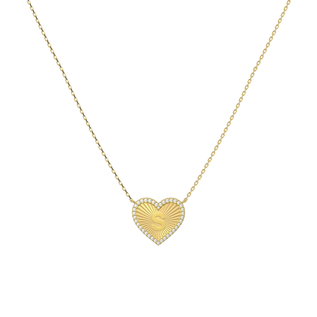 Collier Cœur Personnalisé avec Initiale pour Femme – Pendentif Lettre Plaqué Or 18 Carats avec Gravure Personnalisée au Dos